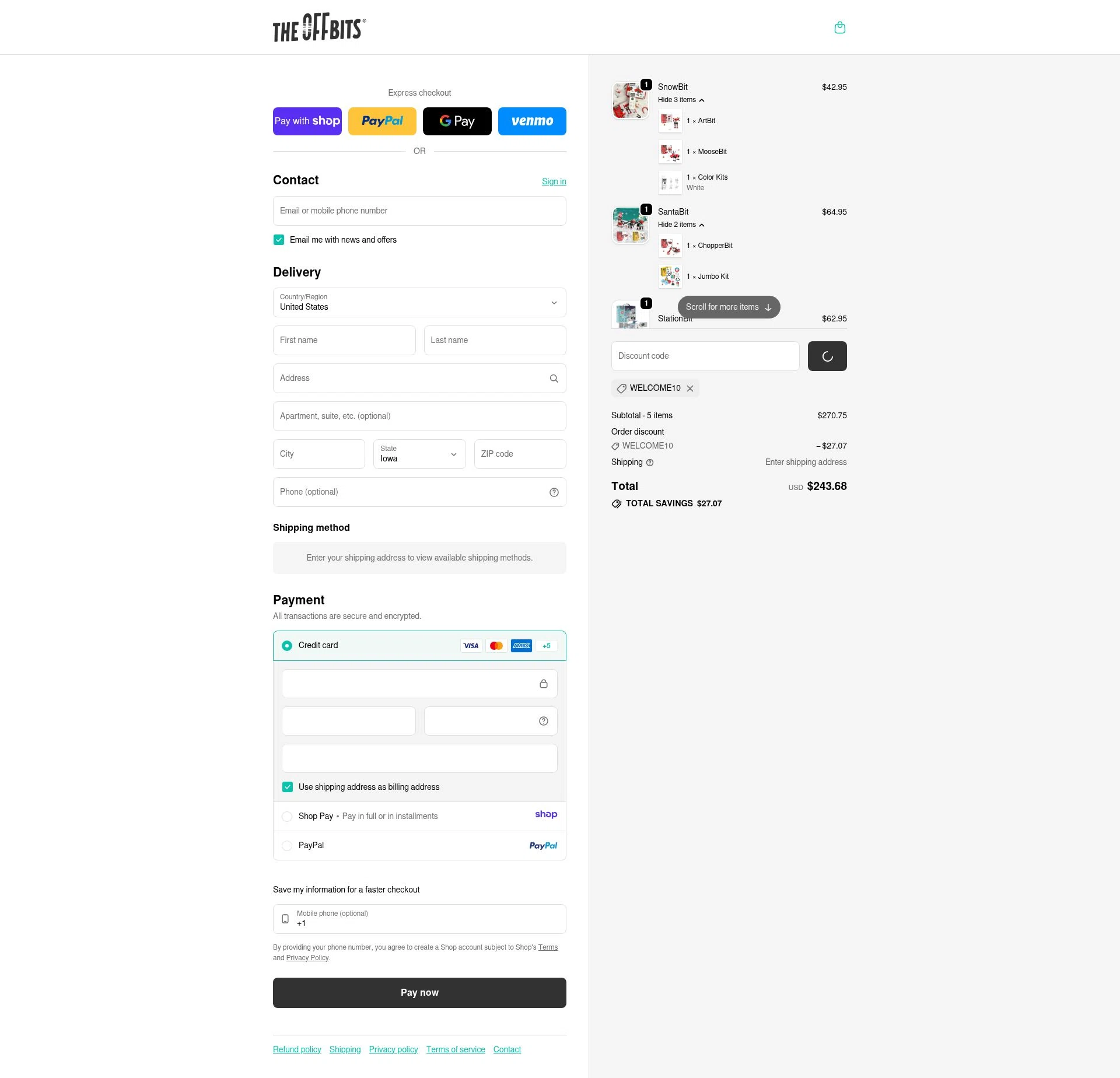 The OFFBITS checkout page showing The OFFBITS promo code box | Screenshot taken by SimplyCodes community member on Jan 7, 2026