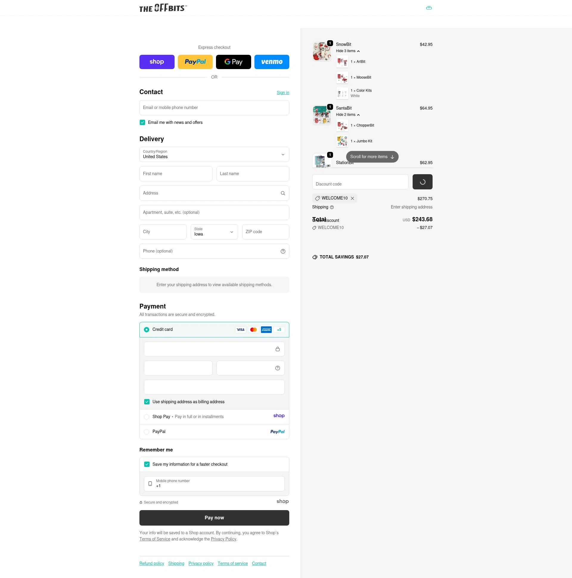 The OFFBITS checkout page showing The OFFBITS promo code box | Screenshot taken by SimplyCodes community member on Jan 2, 2026
