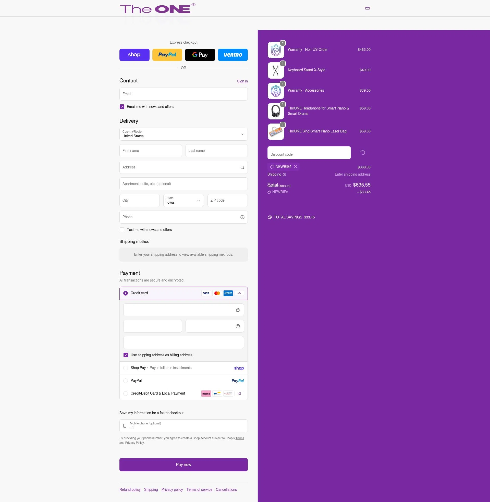 The ONE Music checkout page showing The ONE Music promo code box | Screenshot taken by SimplyCodes community member on Jan 31, 2026