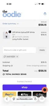 JUICYIZZY coupon verification screenshot