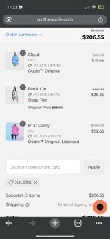 JULES15 coupon verification screenshot