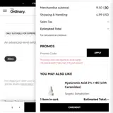 The Ordinary coupon verification screenshot