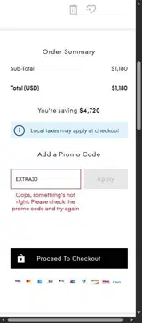 THE OUTNET coupon verification screenshot