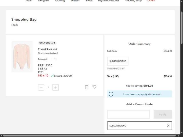 THE OUTNET checkout page showing THE OUTNET promo code box | Screenshot taken by SimplyCodes community member on Sep 23, 2025