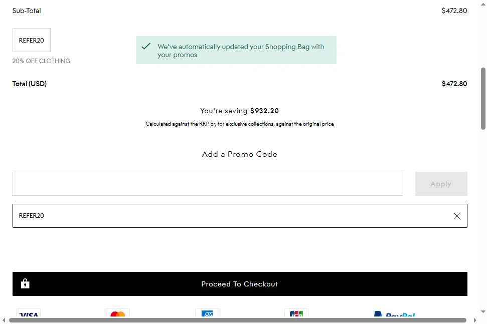 THE OUTNET checkout page showing THE OUTNET promo code box | Screenshot taken by SimplyCodes community member on Jan 26, 2026