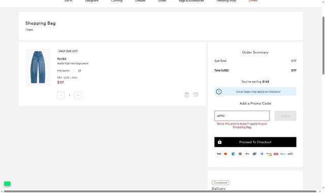THE OUTNET checkout page showing THE OUTNET promo code box | Screenshot taken by SimplyCodes community member on Sep 23, 2025