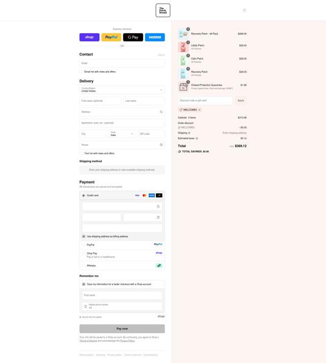 The Patch Brand checkout page showing The Patch Brand promo code box | Screenshot taken by SimplyCodes community member on Sep 10, 2025