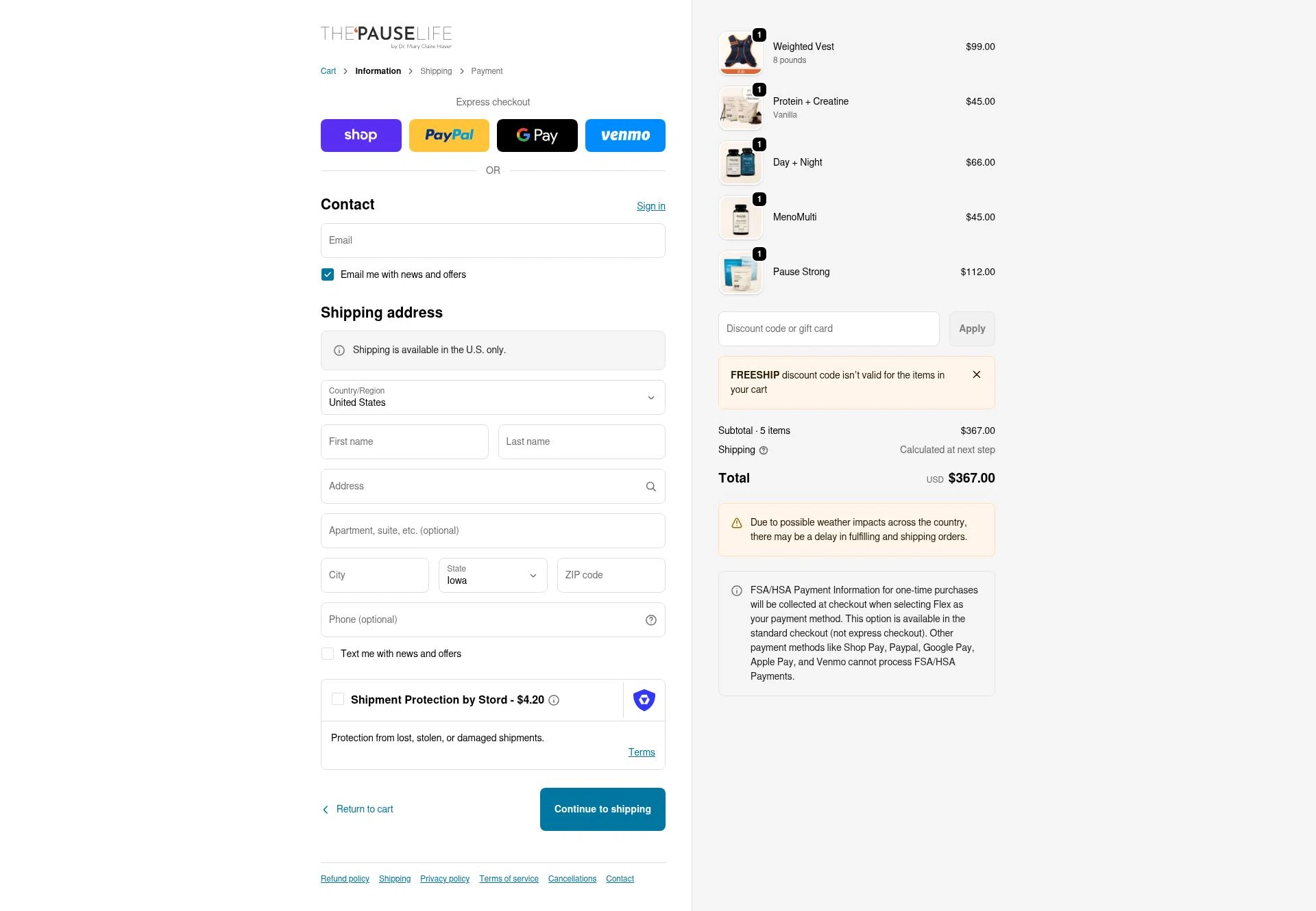 The 'Pause Life checkout page showing The 'Pause Life discount code box | Screenshot taken by SimplyCodes community member on Feb 3, 2026