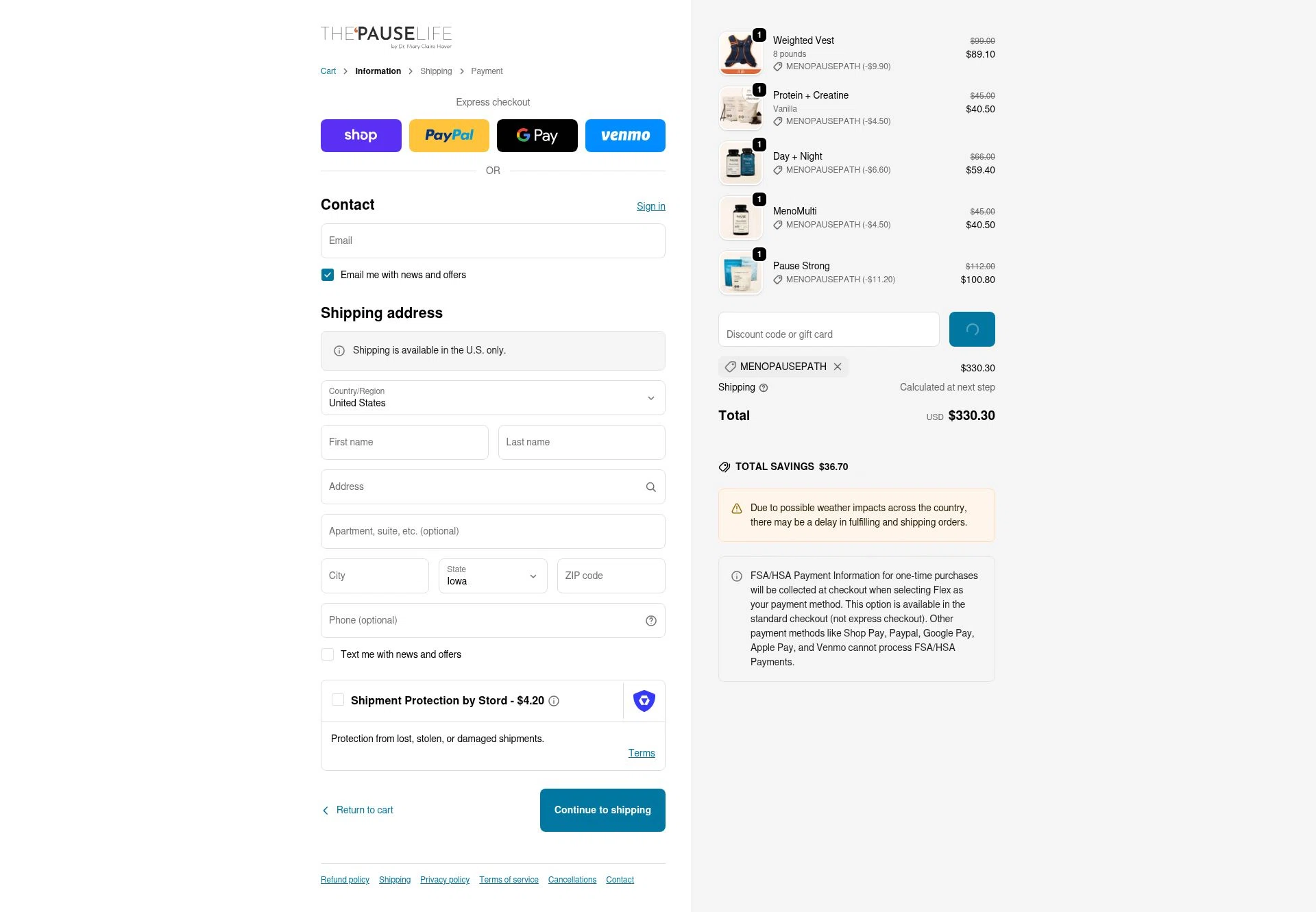 The 'Pause Life checkout page showing The 'Pause Life discount code box | Screenshot taken by SimplyCodes community member on Feb 3, 2026