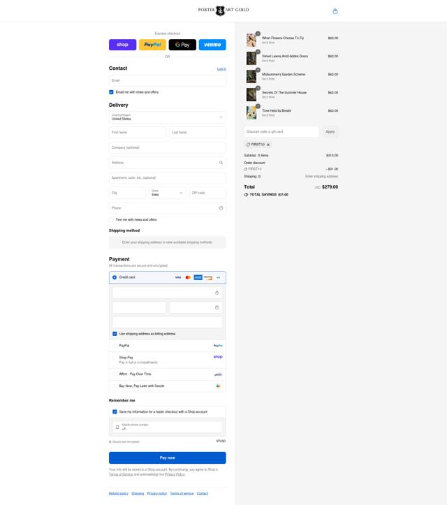 The Porter Collective checkout page showing The Porter Collective discount code box | Screenshot taken by SimplyCodes community member on Sep 8, 2025