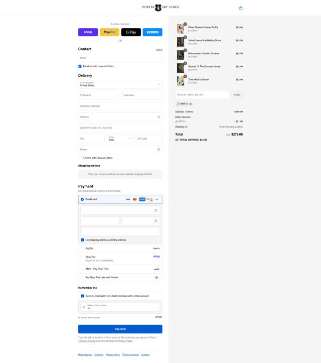The Porter Collective checkout page showing The Porter Collective discount code box | Screenshot taken by SimplyCodes community member on Sep 4, 2025