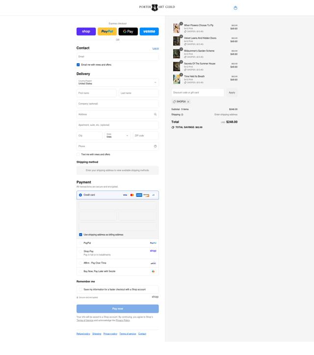 The Porter Collective checkout page showing The Porter Collective discount code box | Screenshot taken by SimplyCodes community member on Sep 4, 2025