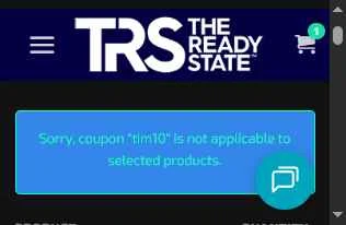 The Ready State checkout page showing The Ready State coupon code box | Screenshot taken by SimplyCodes community member on Sep 19, 2025