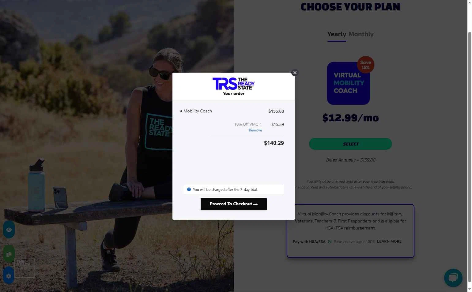 The Ready State checkout page showing The Ready State coupon code box | Screenshot taken by SimplyCodes community member on Apr 20, 2025