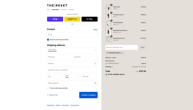 The Reset checkout page showing The Reset promo code box | Screenshot taken by SimplyCodes community member on Sep 12, 2025
