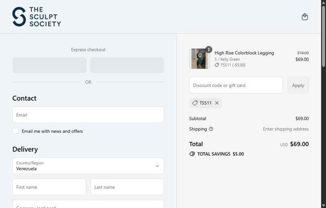 The Sculpt Society checkout page showing The Sculpt Society promo code box | Screenshot taken by SimplyCodes community member on Sep 12, 2025
