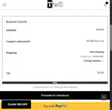 WELCOME15 coupon verification screenshot