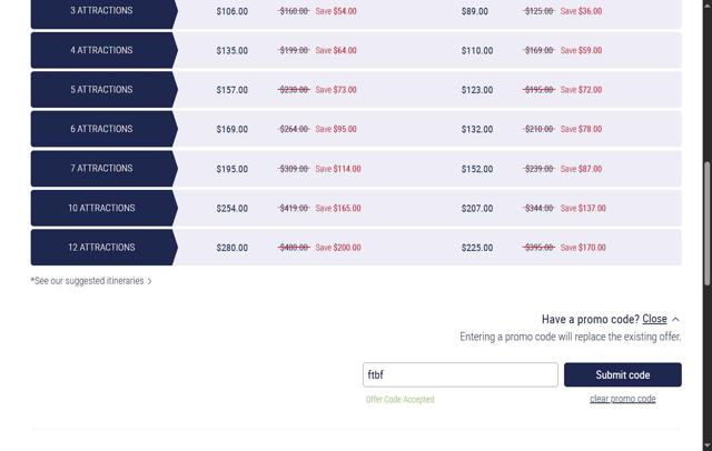 The Sightseeing Pass checkout page showing The Sightseeing Pass promo code box | Screenshot taken by SimplyCodes community member on May 15, 2025