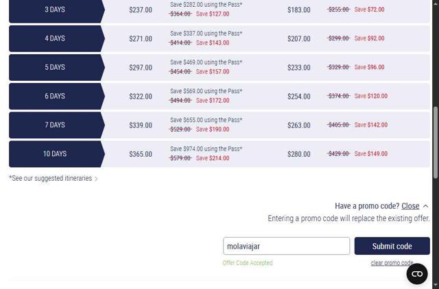 The Sightseeing Pass checkout page showing The Sightseeing Pass promo code box | Screenshot taken by SimplyCodes community member on May 12, 2025