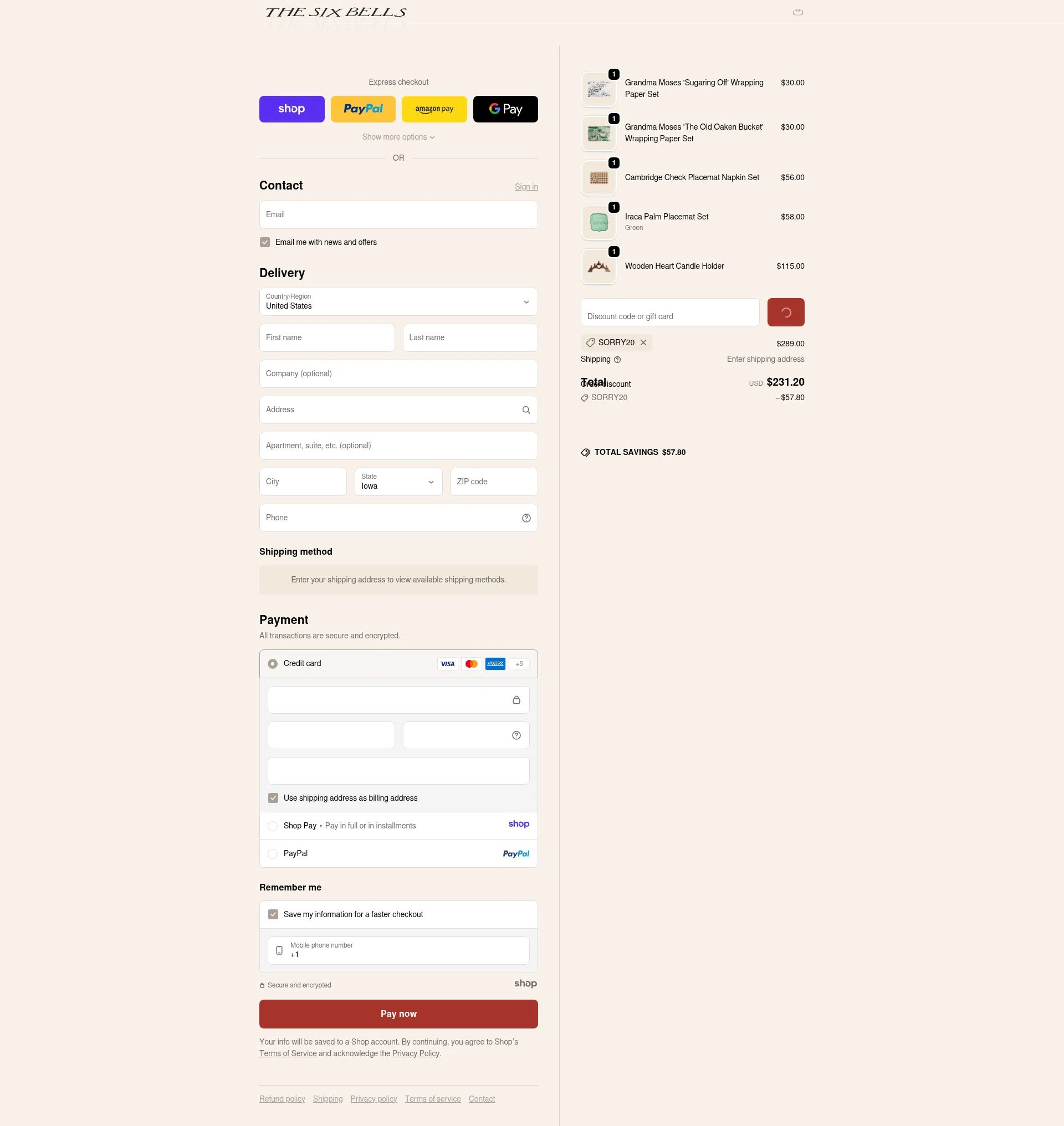 The Six Bells checkout page showing The Six Bells promo code box | Screenshot taken by SimplyCodes community member on Dec 23, 2025