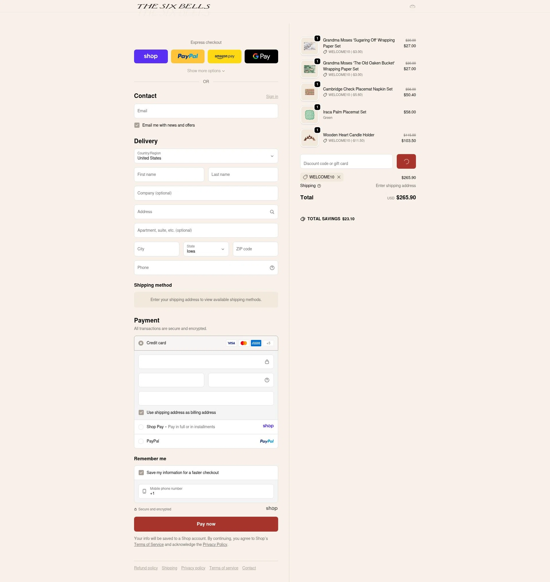 The Six Bells checkout page showing The Six Bells promo code box | Screenshot taken by SimplyCodes community member on Dec 23, 2025