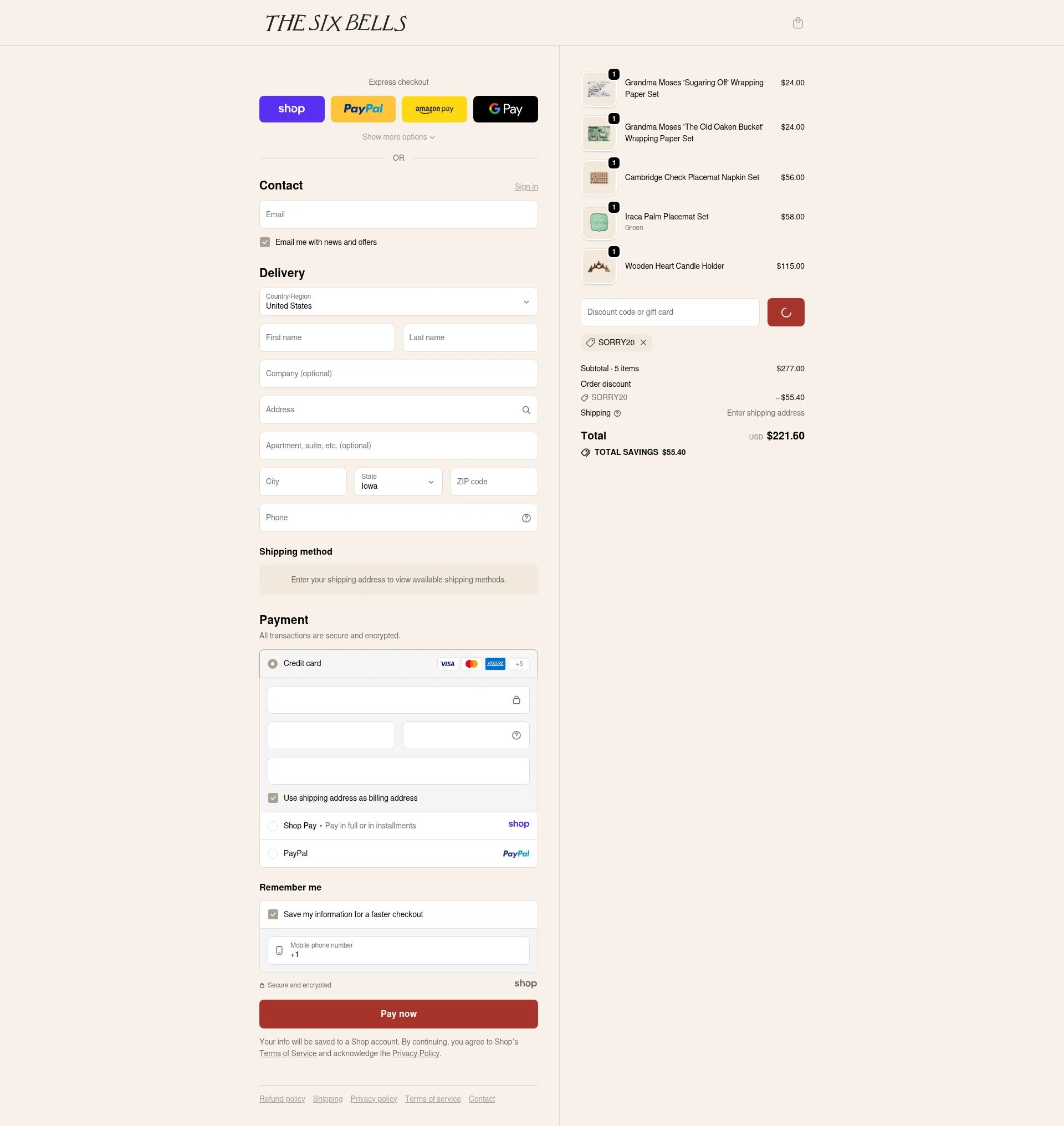 The Six Bells checkout page showing The Six Bells promo code box | Screenshot taken by SimplyCodes community member on Dec 28, 2025