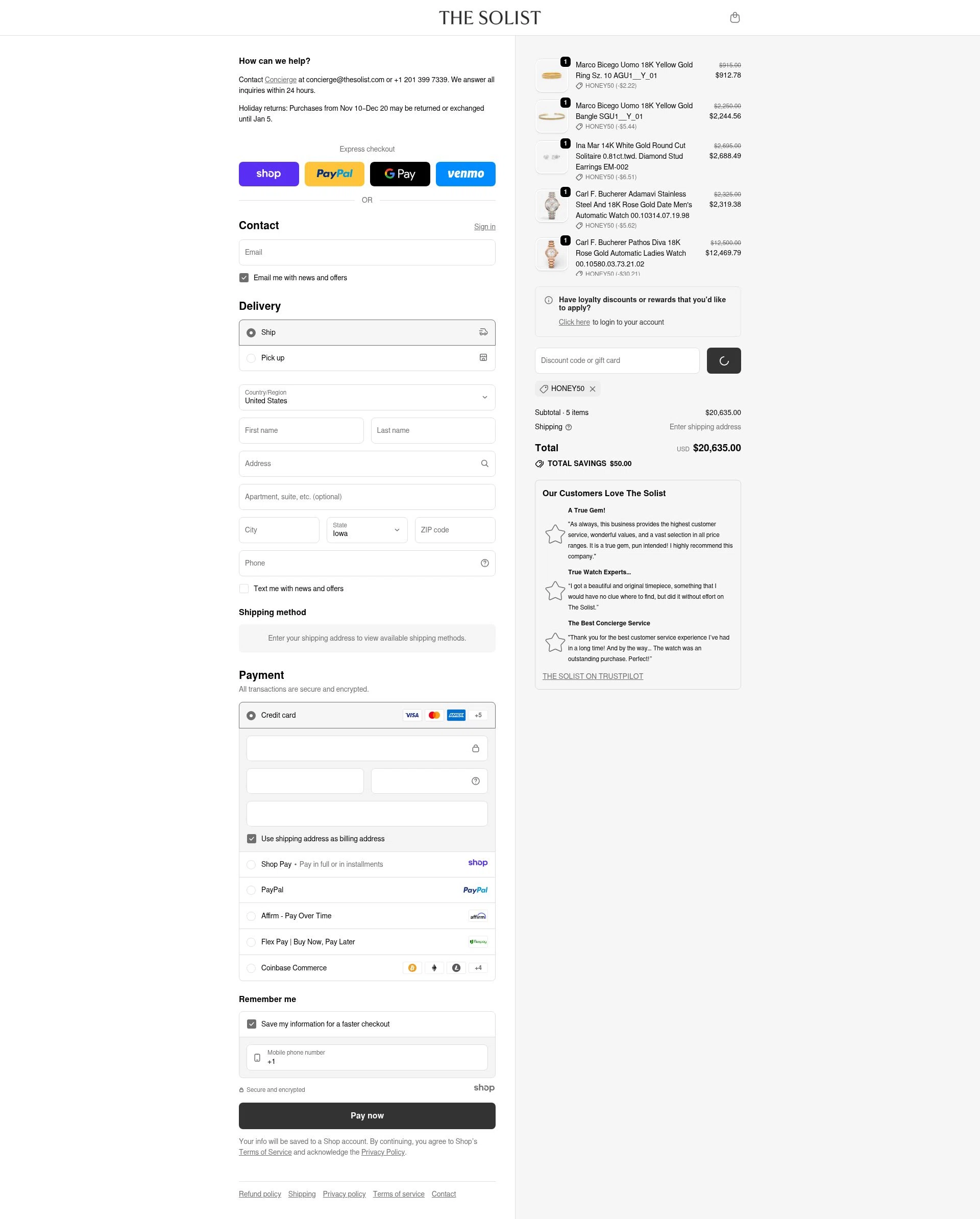 THE SOLIST checkout page showing THE SOLIST promo code box | Screenshot taken by SimplyCodes community member on Dec 28, 2025