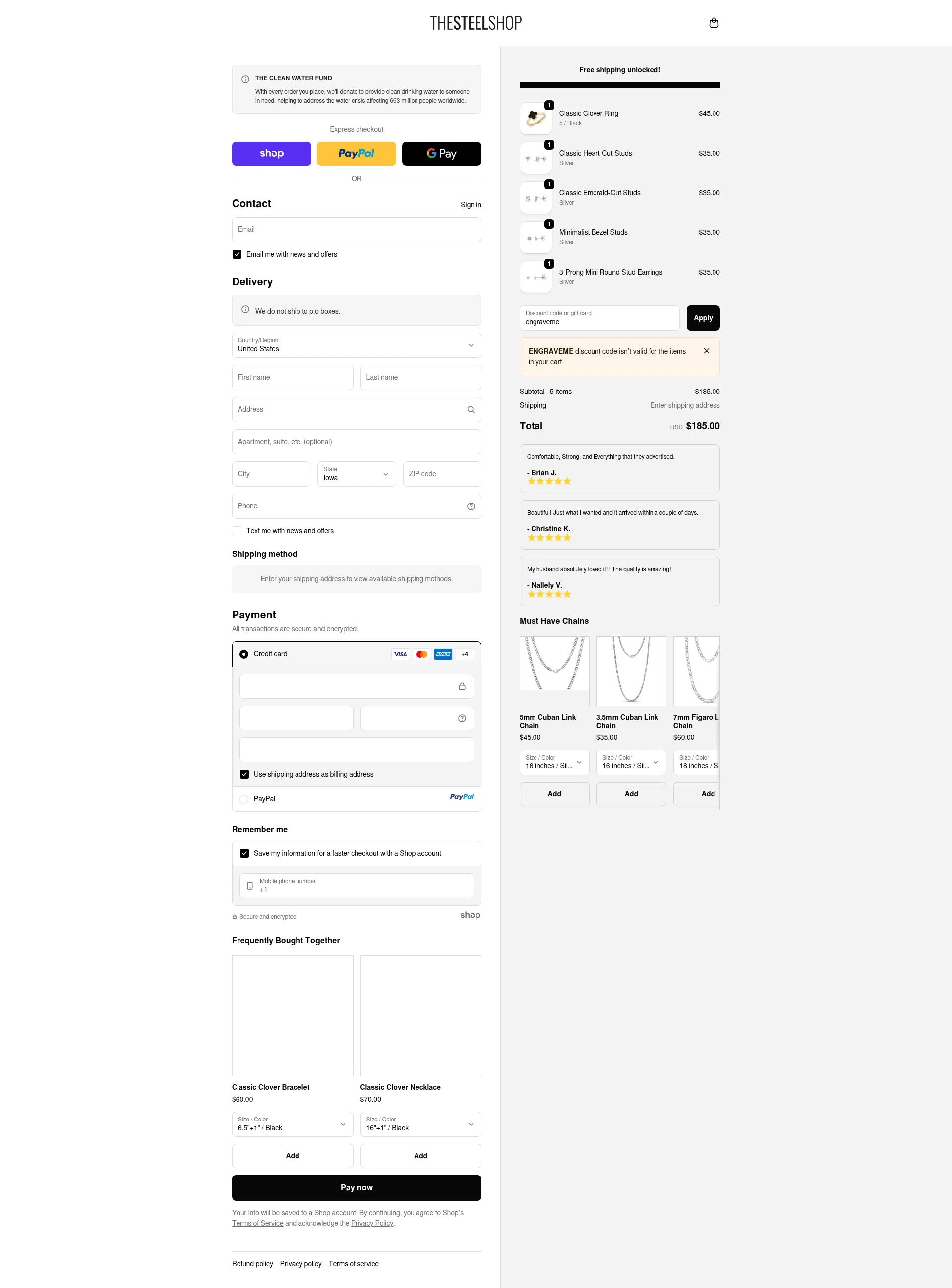 The Steel Shop checkout page showing The Steel Shop discount code box | Screenshot taken by SimplyCodes community member on Oct 14, 2025