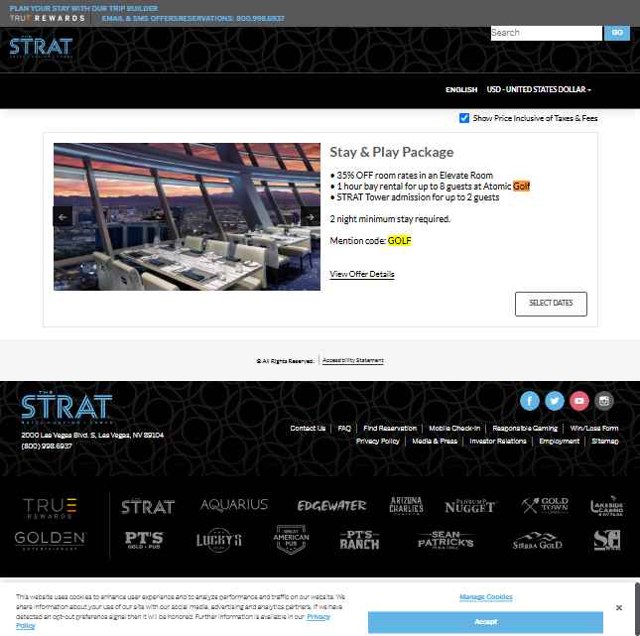 The STRAT Hotel checkout page showing The STRAT Hotel promo code box | Screenshot taken by SimplyCodes community member on Jul 2, 2025