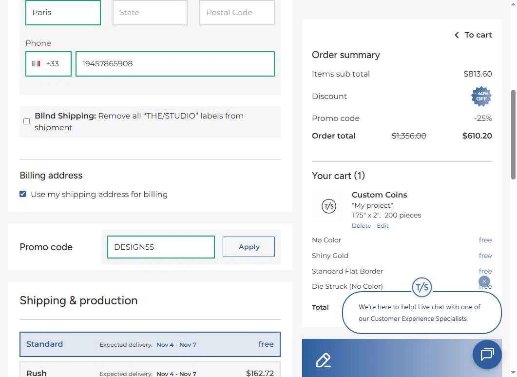 The/Studio checkout page showing The/Studio promo code box | Screenshot taken by SimplyCodes community member on Sep 17, 2025