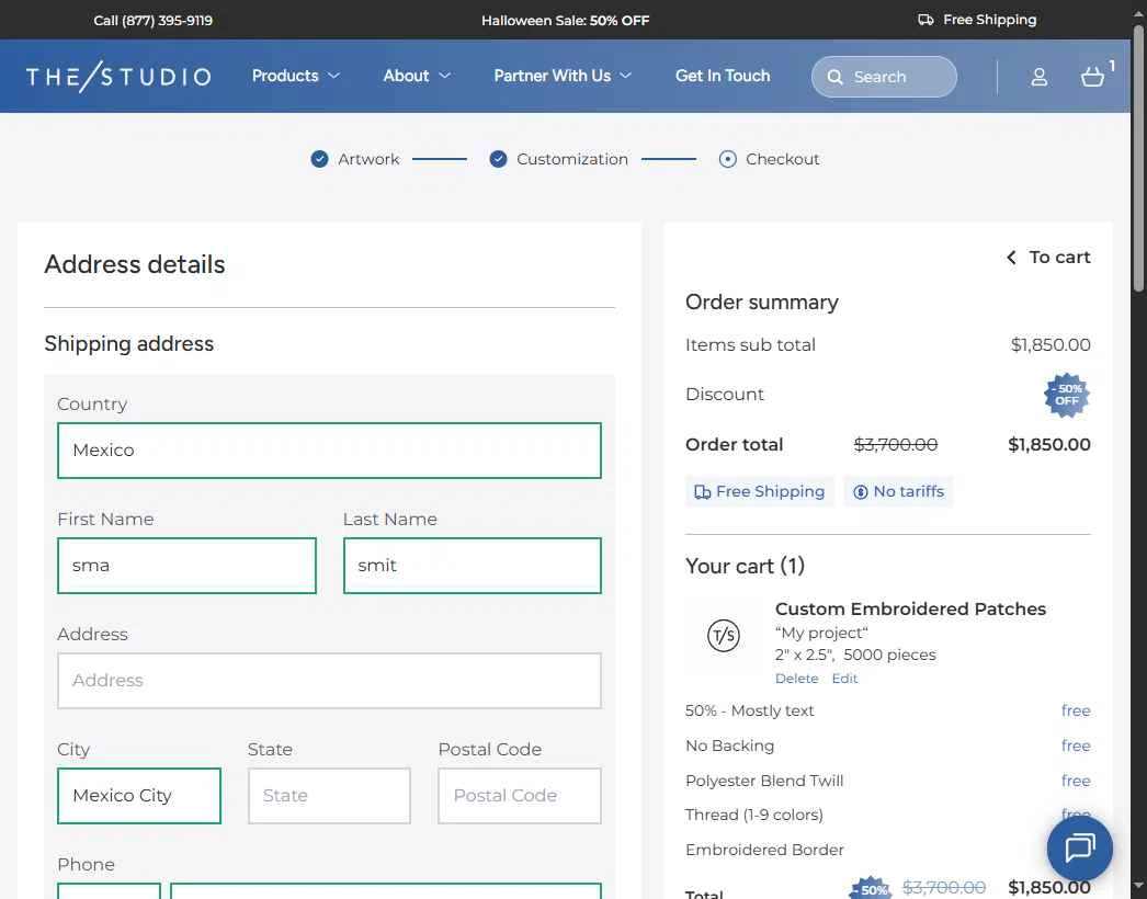 The/Studio checkout page showing The/Studio promo code box | Screenshot taken by SimplyCodes community member on Oct 30, 2025