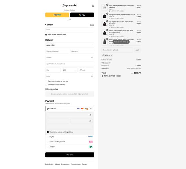 Thesupermade checkout page showing Thesupermade discount code box | Screenshot taken by SimplyCodes community member on Sep 11, 2025