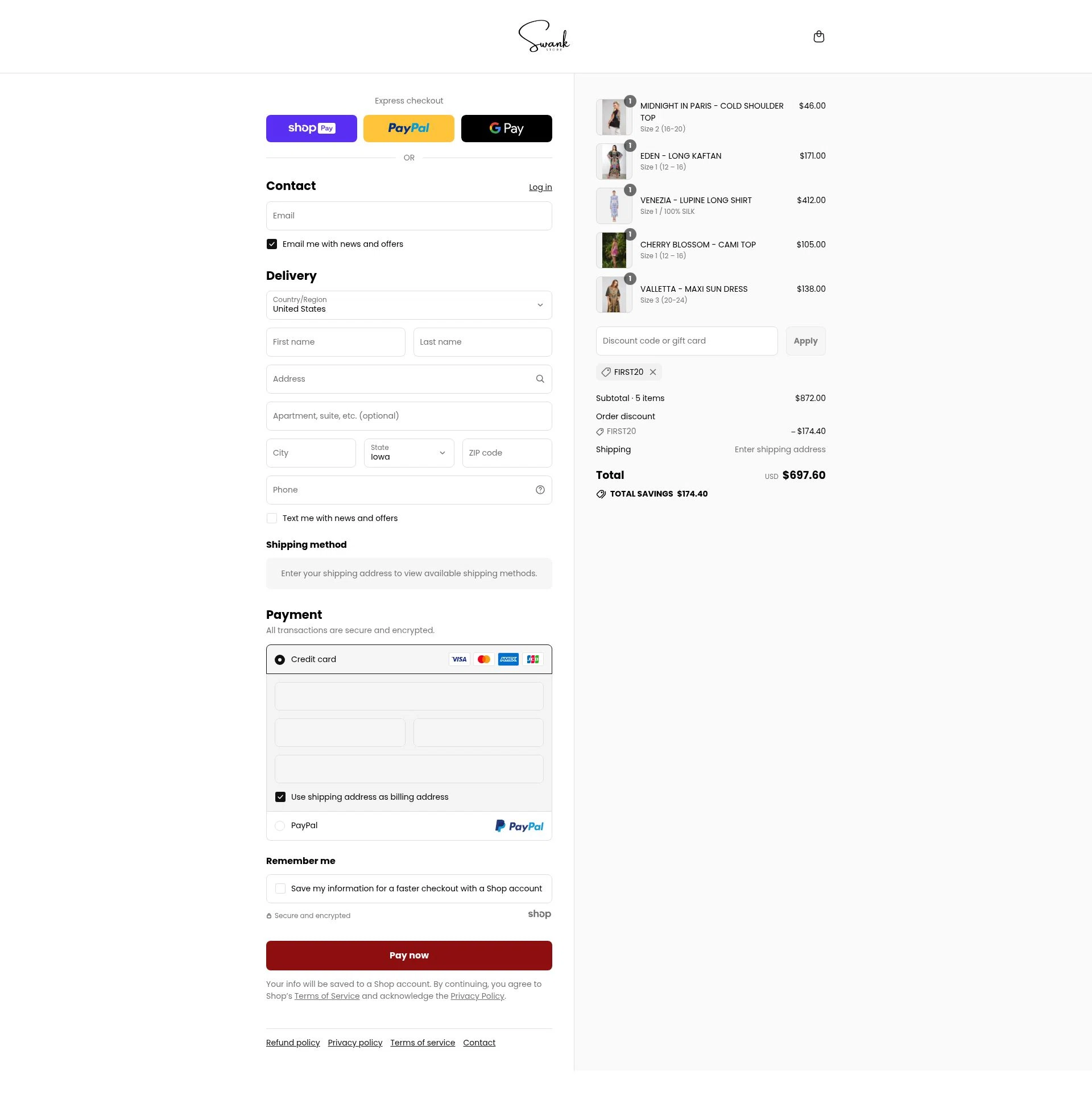 Bondi Resortwear checkout page showing Bondi Resortwear discount code box | Screenshot taken by SimplyCodes community member on Jul 27, 2025
