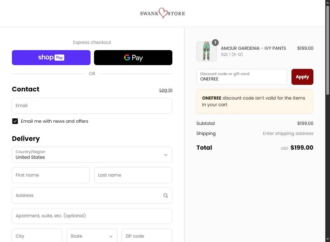 Bondi Resortwear checkout page showing Bondi Resortwear discount code box | Screenshot taken by SimplyCodes community member on Apr 19, 2025