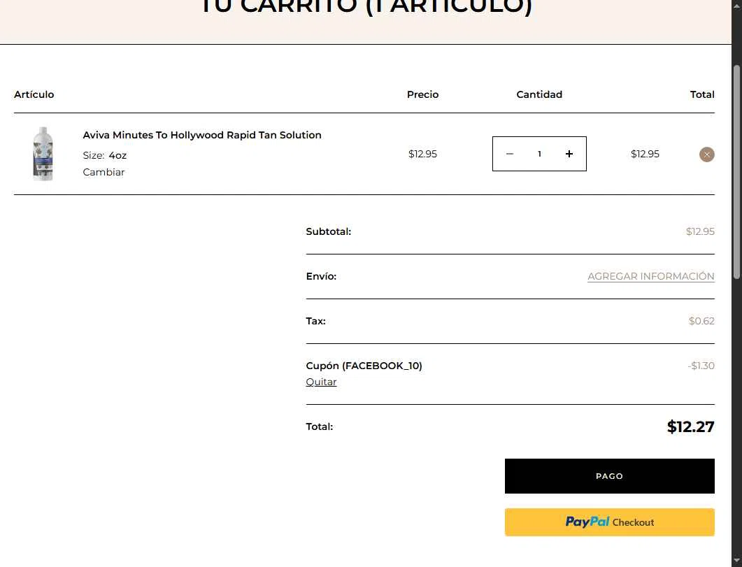 The Tanning Store checkout page showing The Tanning Store promo code box | Screenshot taken by SimplyCodes community member on Jul 20, 2025