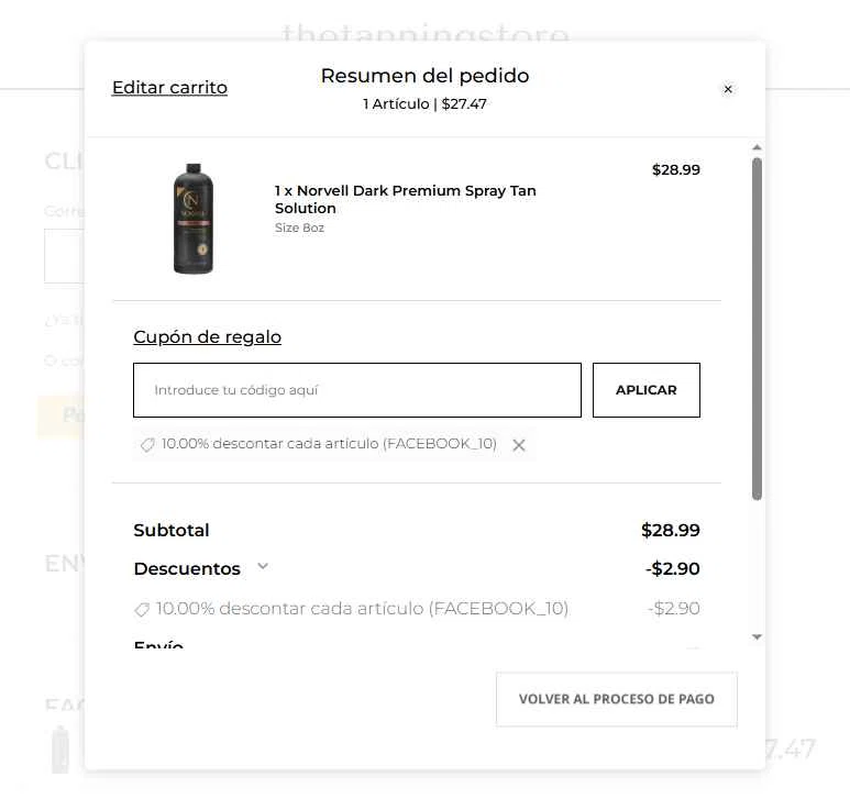 The Tanning Store checkout page showing The Tanning Store promo code box | Screenshot taken by SimplyCodes community member on Feb 5, 2026