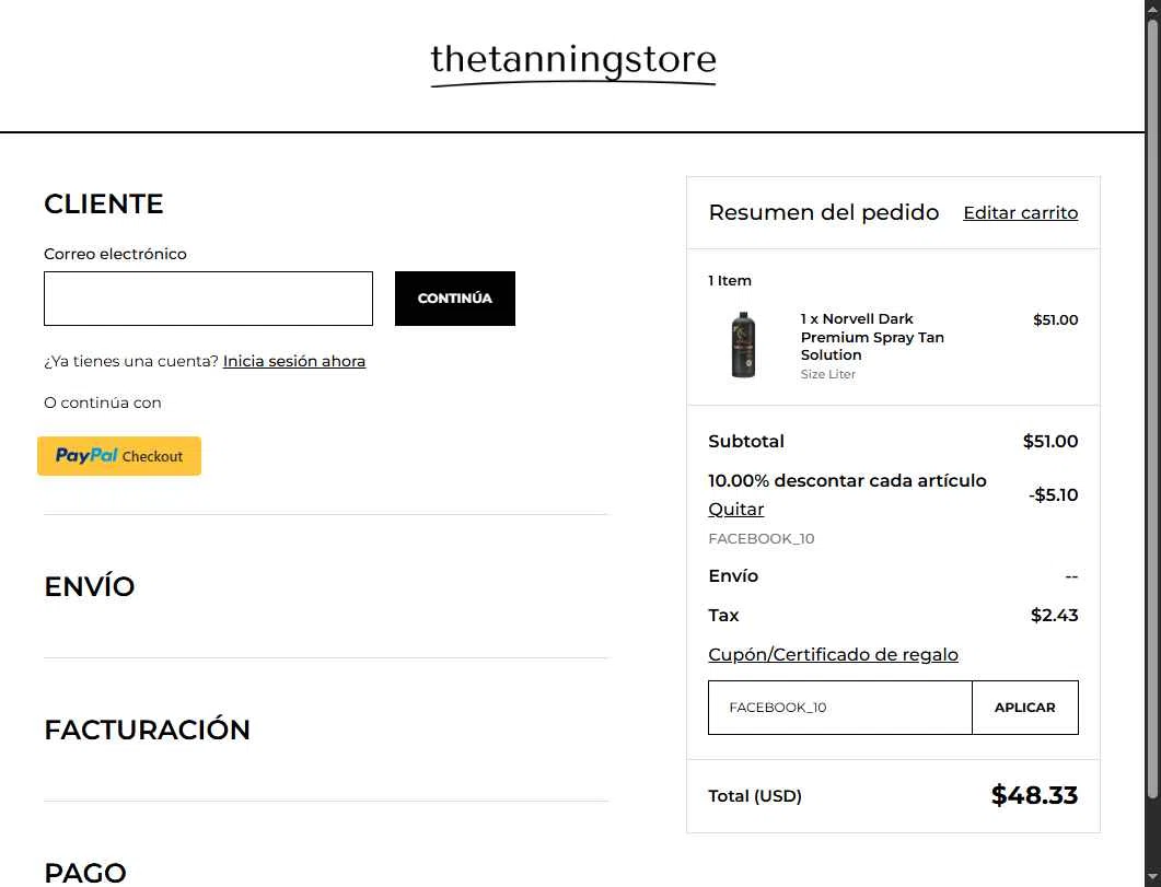 The Tanning Store checkout page showing The Tanning Store promo code box | Screenshot taken by SimplyCodes community member on Jul 20, 2025