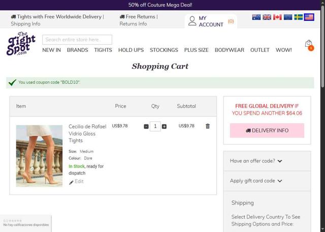 The Tight Spot checkout page showing The Tight Spot discount code box | Screenshot taken by SimplyCodes community member on Aug 11, 2025