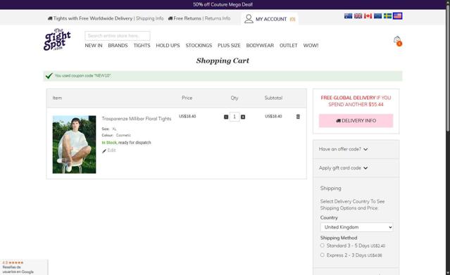 The Tight Spot checkout page showing The Tight Spot discount code box | Screenshot taken by SimplyCodes community member on Jul 27, 2025