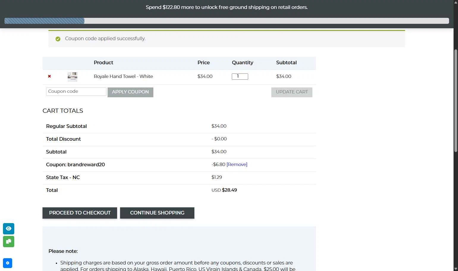 The Turkish Towel Company checkout page showing The Turkish Towel Company promo code box | Screenshot taken by SimplyCodes community member on Dec 21, 2025