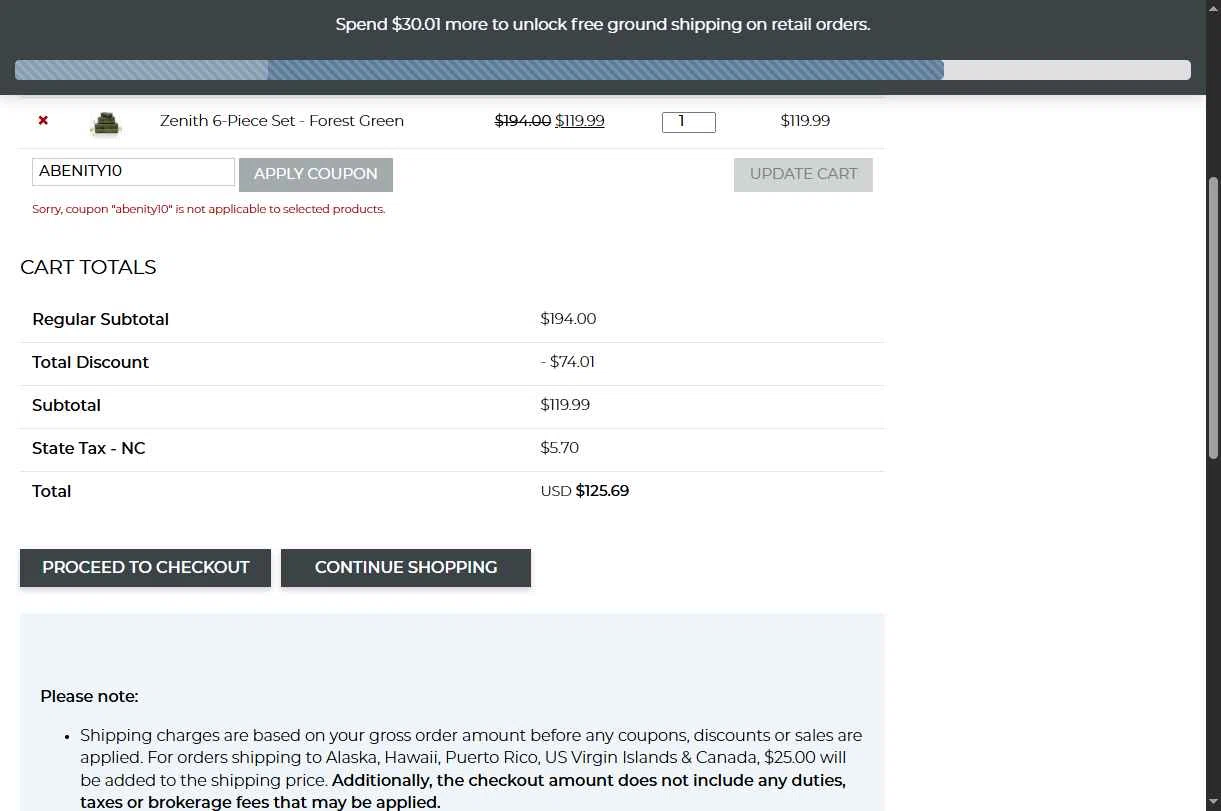 The Turkish Towel Company checkout page showing The Turkish Towel Company promo code box | Screenshot taken by SimplyCodes community member on Dec 17, 2025