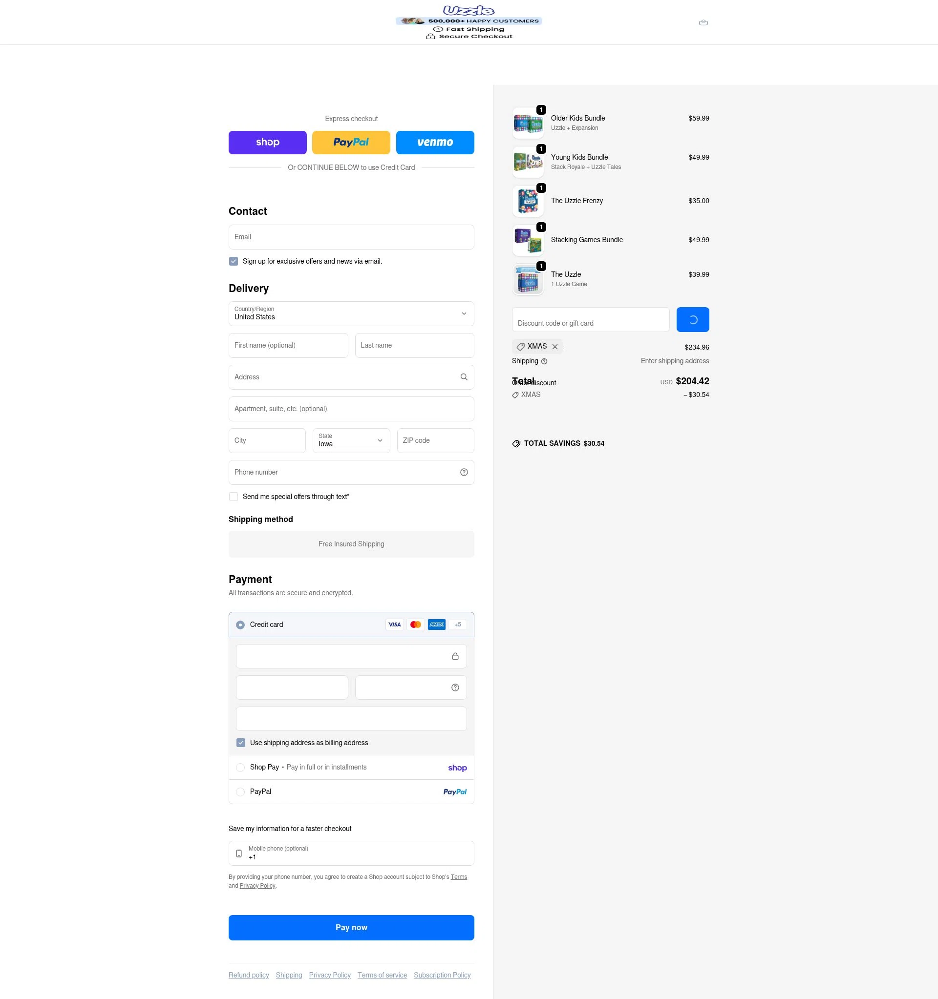 The Uzzle checkout page showing The Uzzle discount code box | Screenshot taken by SimplyCodes community member on Feb 7, 2026