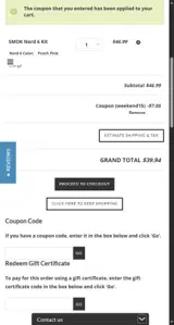 The Vape Mall coupon verification screenshot