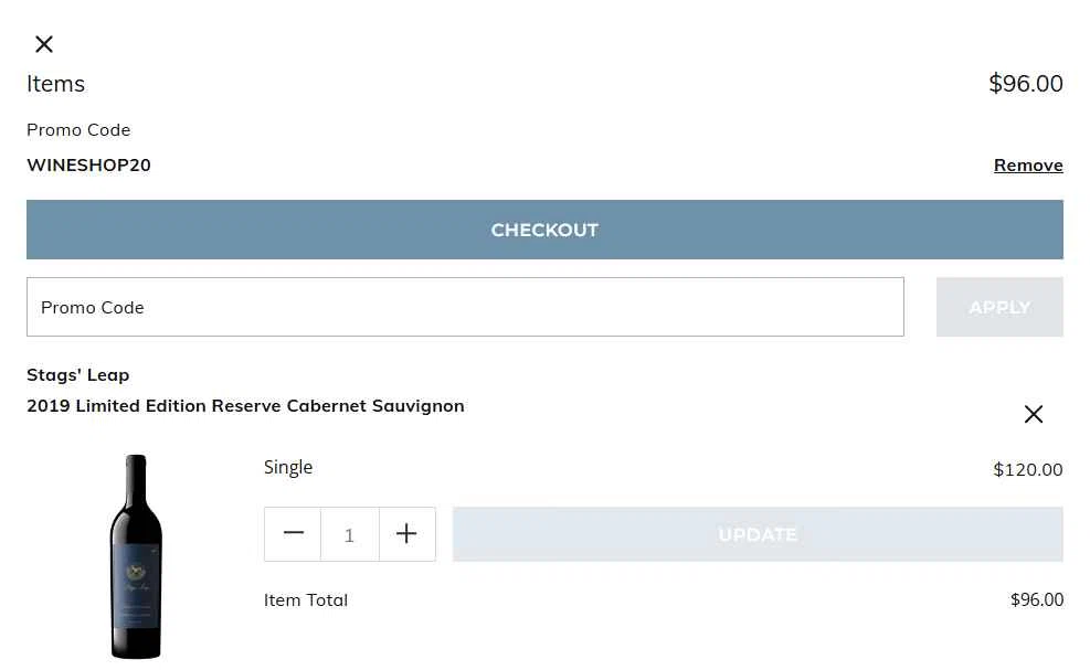 The Wine Shop checkout page showing The Wine Shop promo code box | Screenshot taken by SimplyCodes community member on Nov 27, 2025