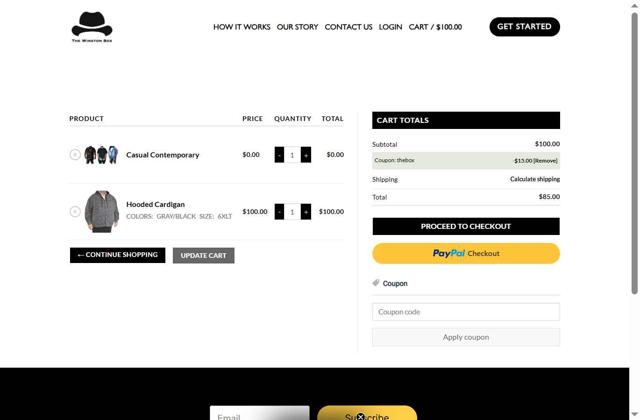 The Winston Box checkout page showing The Winston Box coupon code box | Screenshot taken by SimplyCodes community member on Sep 6, 2025