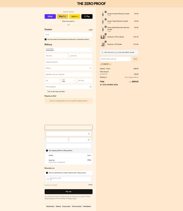 The Zero Proof checkout page showing The Zero Proof discount code box | Screenshot taken by SimplyCodes community member on Sep 9, 2025