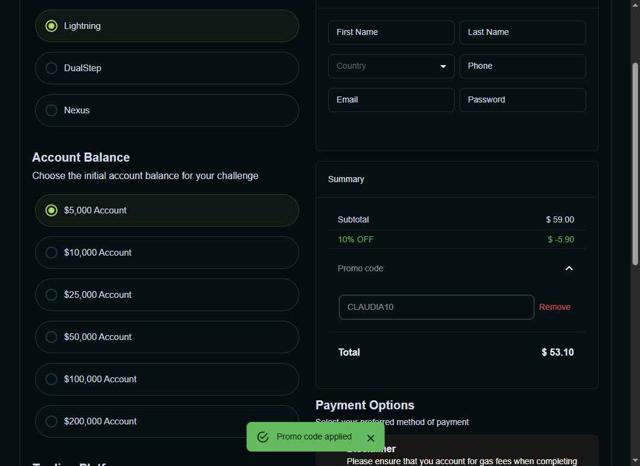 Think Capital checkout page showing Think Capital promo code box | Screenshot taken by SimplyCodes community member on Sep 9, 2025