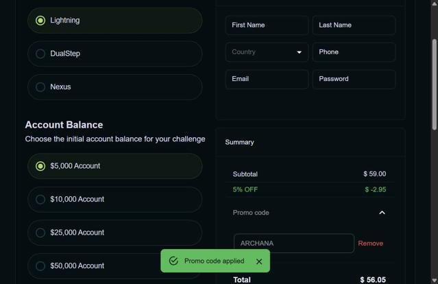 Think Capital checkout page showing Think Capital promo code box | Screenshot taken by SimplyCodes community member on Aug 25, 2025