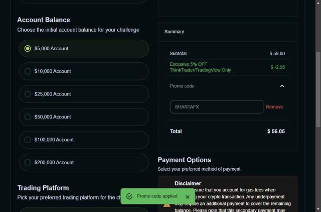 Think Capital checkout page showing Think Capital promo code box | Screenshot taken by SimplyCodes community member on Aug 27, 2025