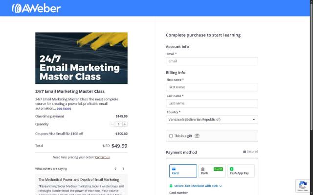 Thinkific checkout page showing Thinkific promo code box | Screenshot taken by SimplyCodes community member on Sep 1, 2025